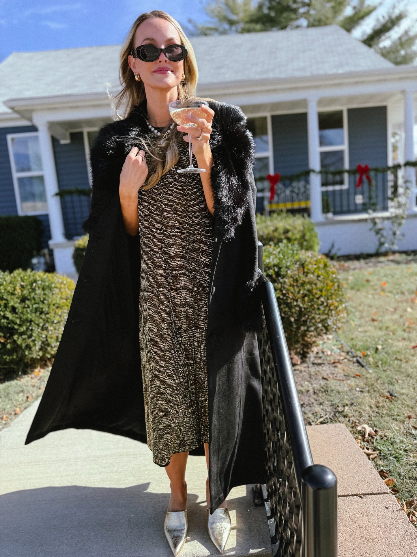 Checkroom Coat Black Faux Fur