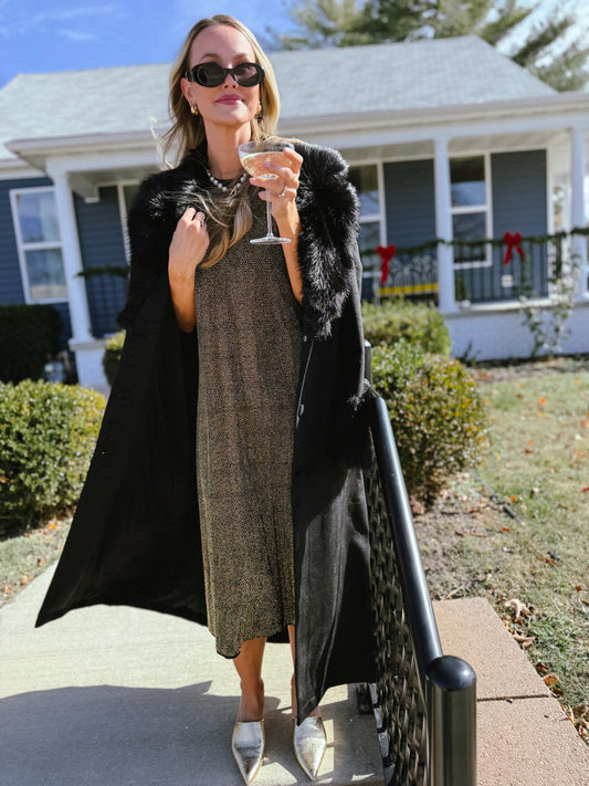 Checkroom Coat Black Faux Fur