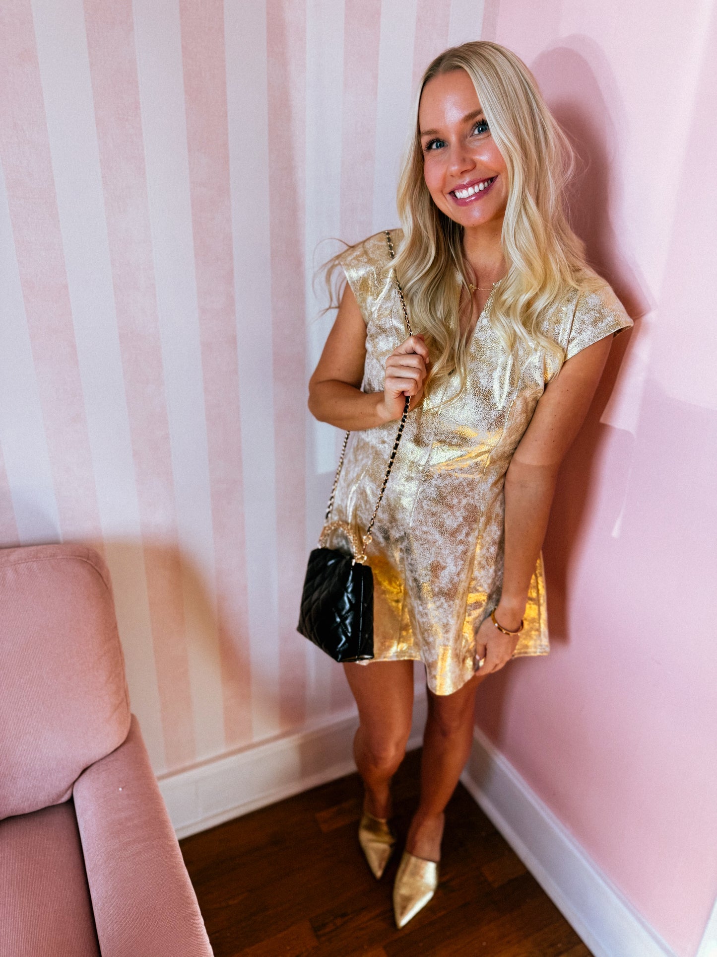 Alice Gold Ponte Mini Dress