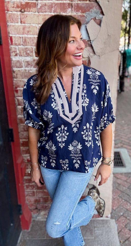 Midnight Wildflower Whisper Blouse