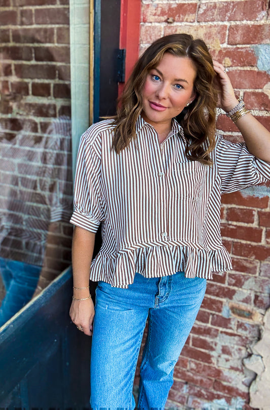 Caramel Latte Ruffle Blouse