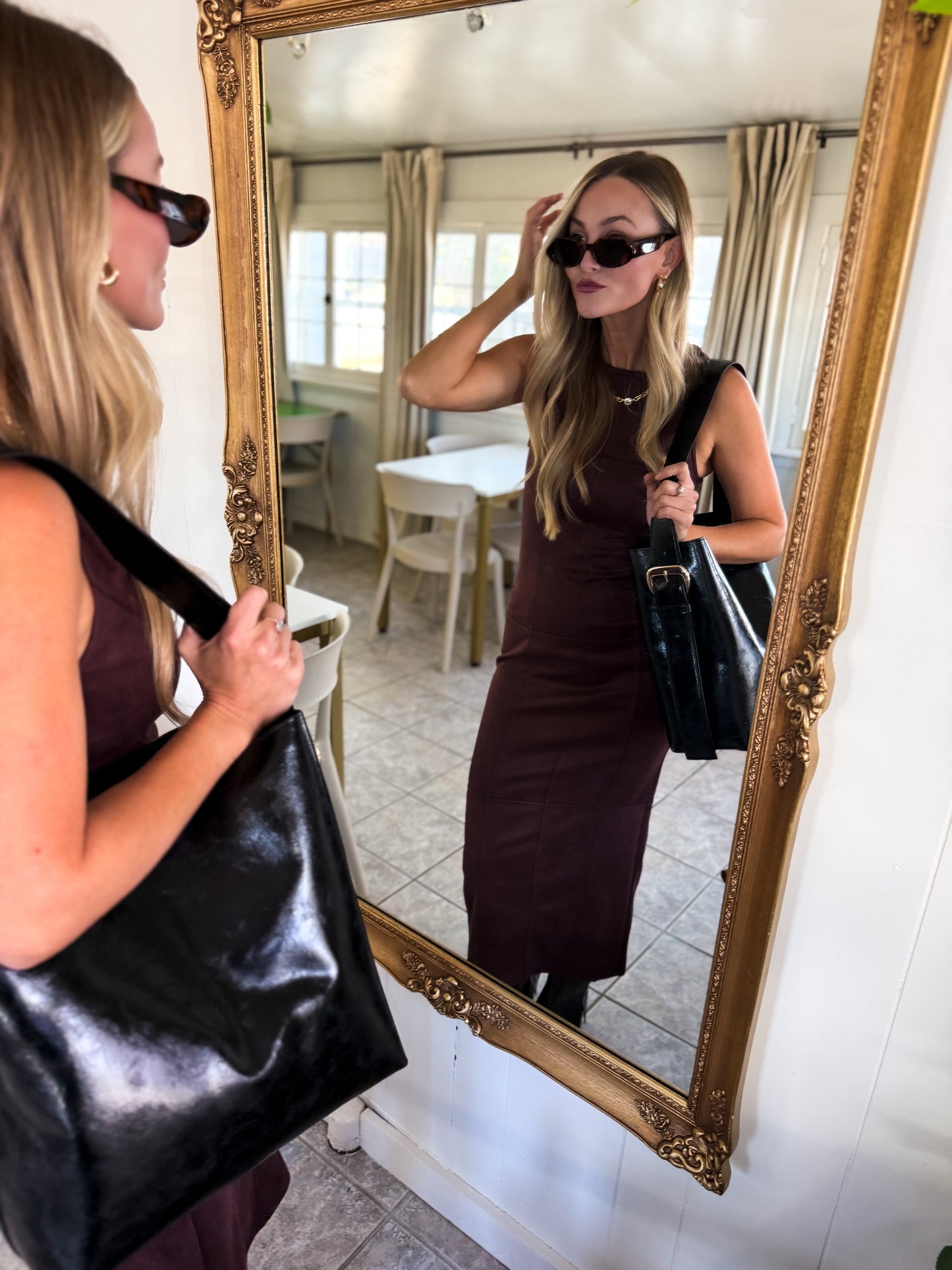 Clarice Plum Suede Long Dress