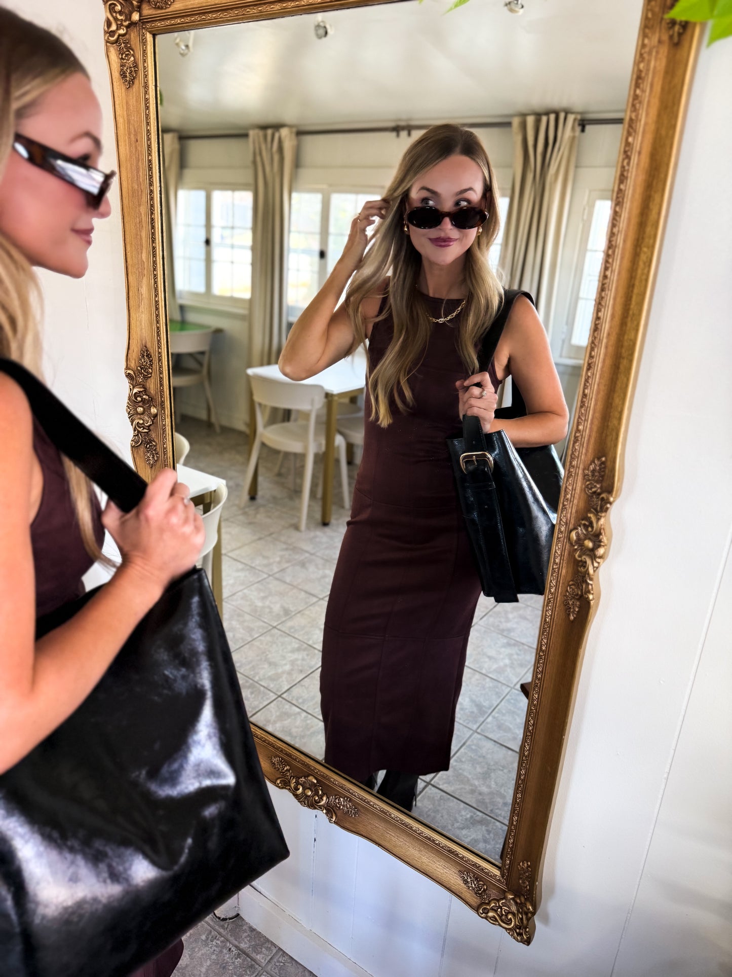 Clarice Plum Suede Long Dress