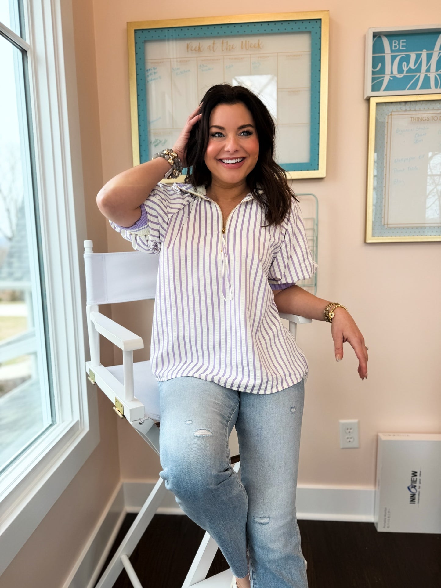 Lavender Latte Stripe Top