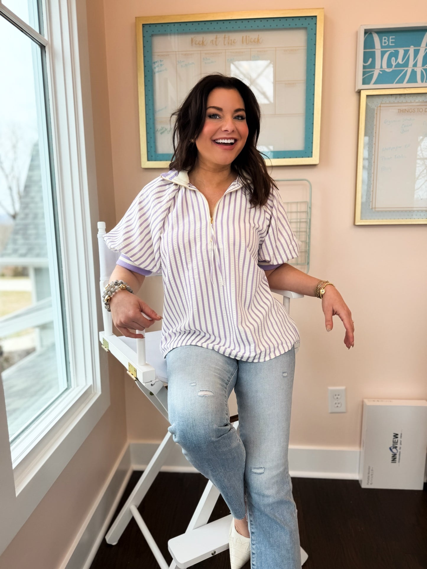 Lavender Latte Stripe Top