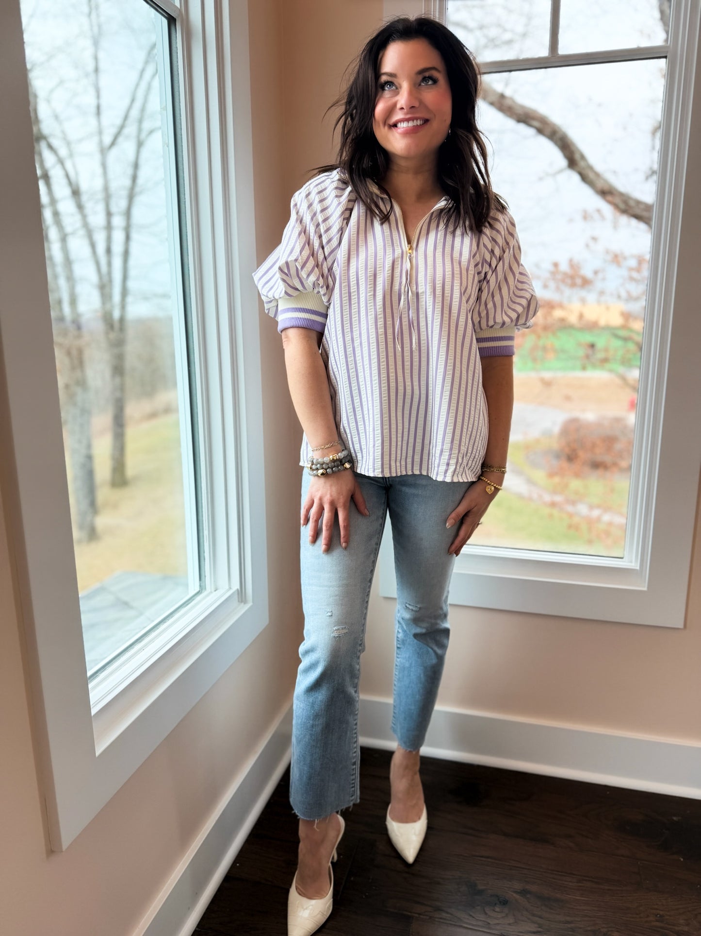 Lavender Latte Stripe Top
