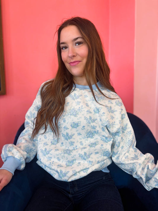 Soft Skies Floral Sweatshirt
