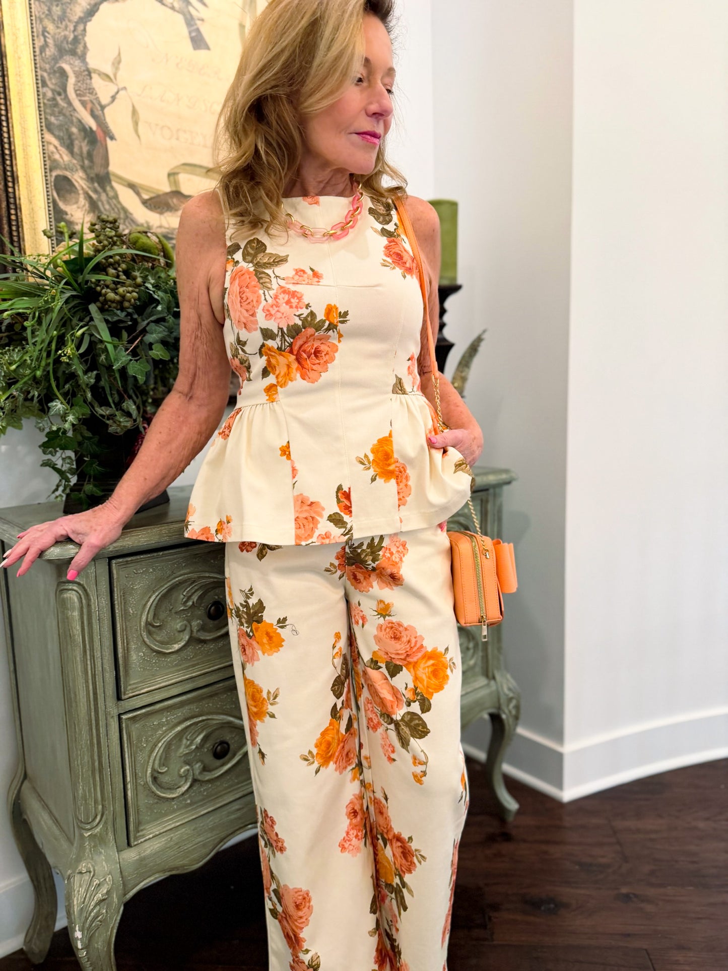 Peaches & Cream Floral Peplum Top