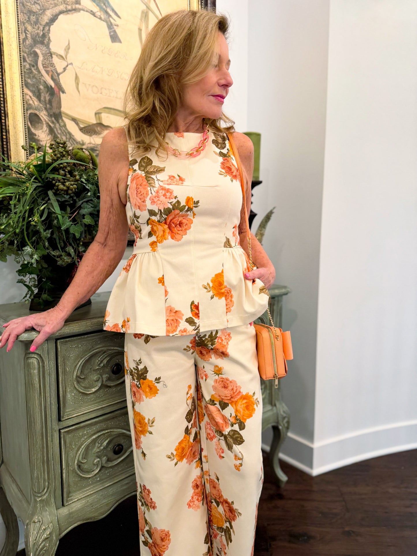 Peaches & Cream Floral Peplum Top