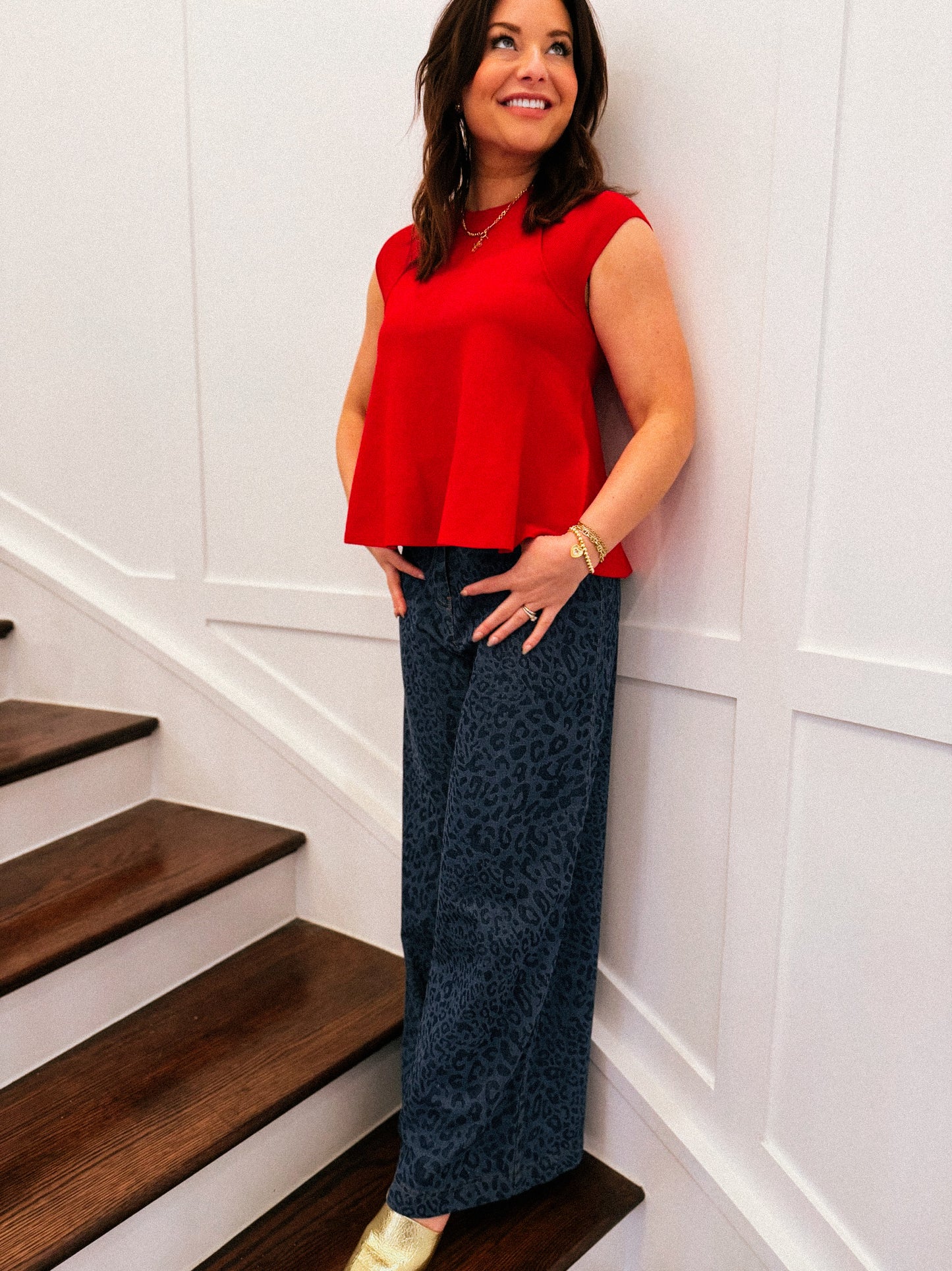Cherry Red Peplum Knit Tank