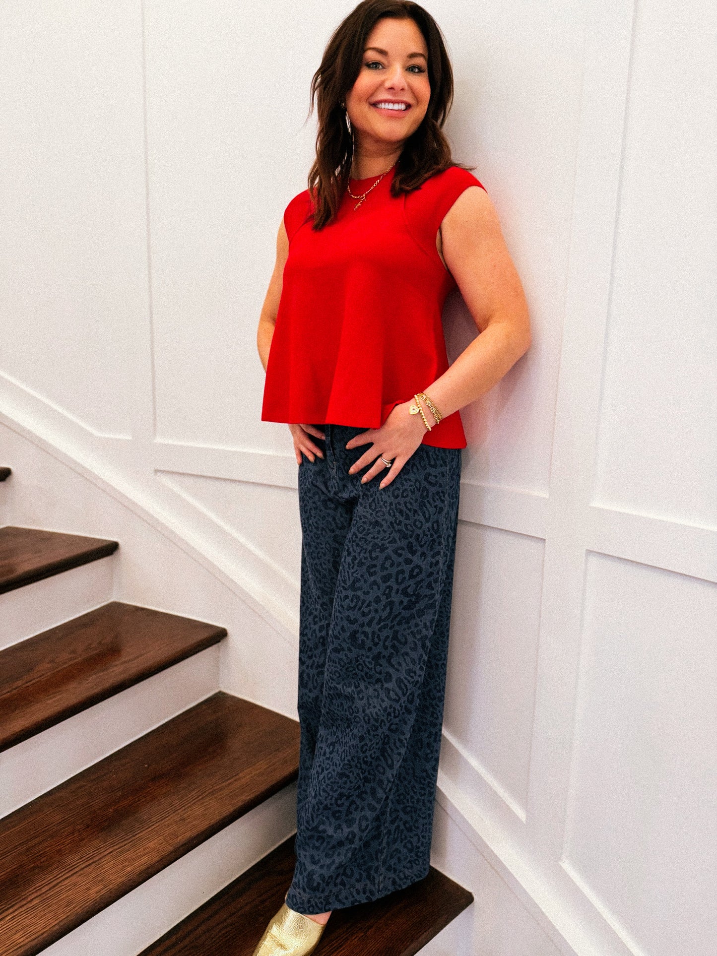 Cherry Red Peplum Knit Tank