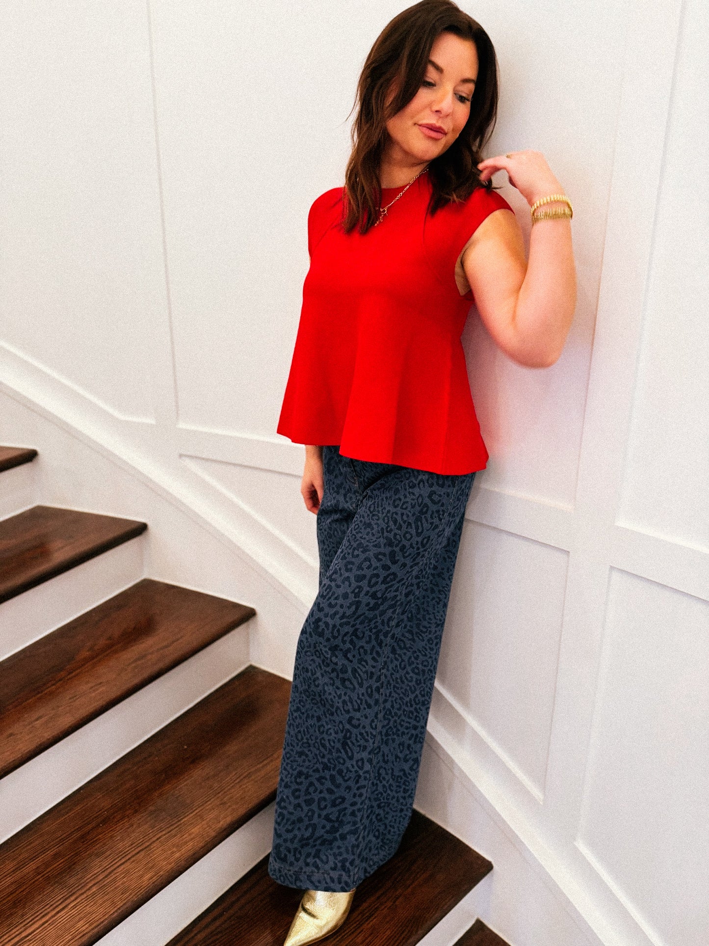 Cherry Red Peplum Knit Tank