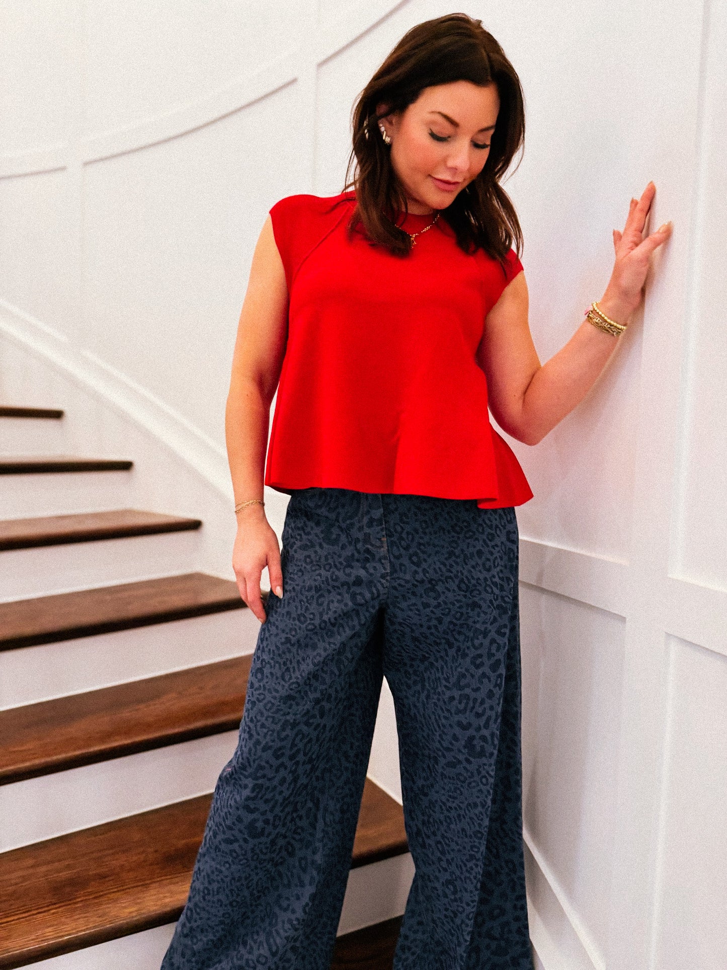 Cherry Red Peplum Knit Tank