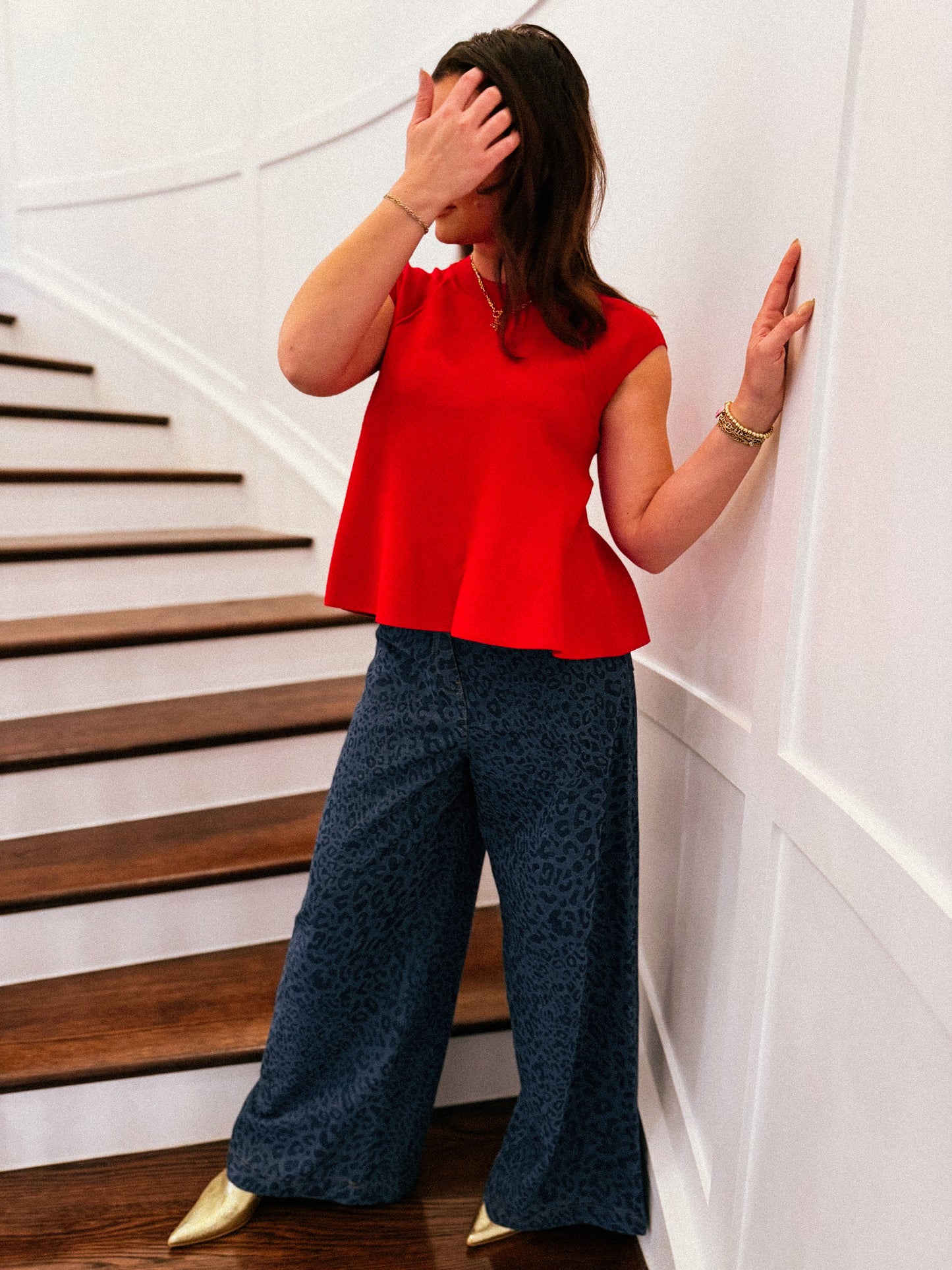 Cherry Red Peplum Knit Tank