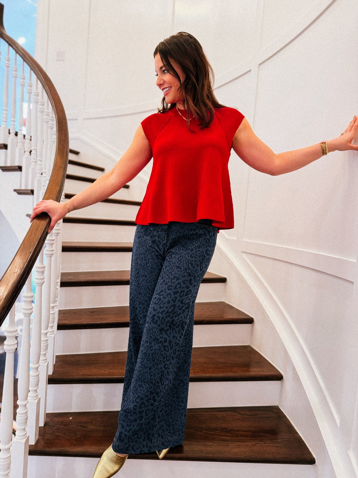 Cherry Red Peplum Knit Tank
