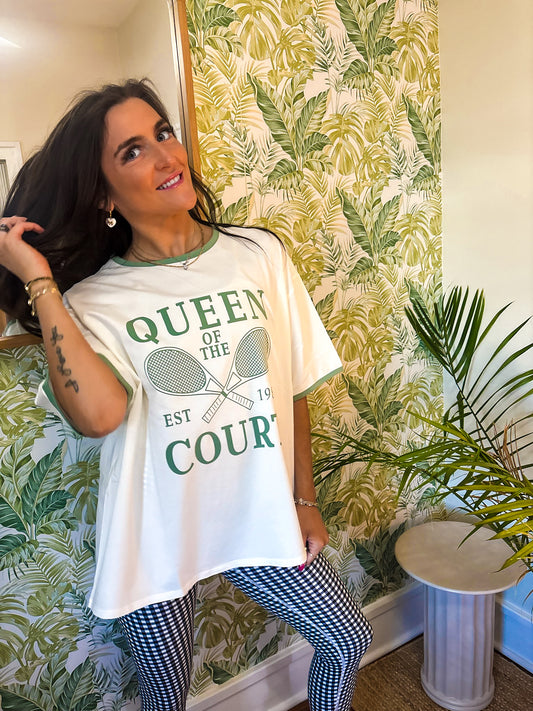 Queen of the Court Ring Neck Graphic Tee