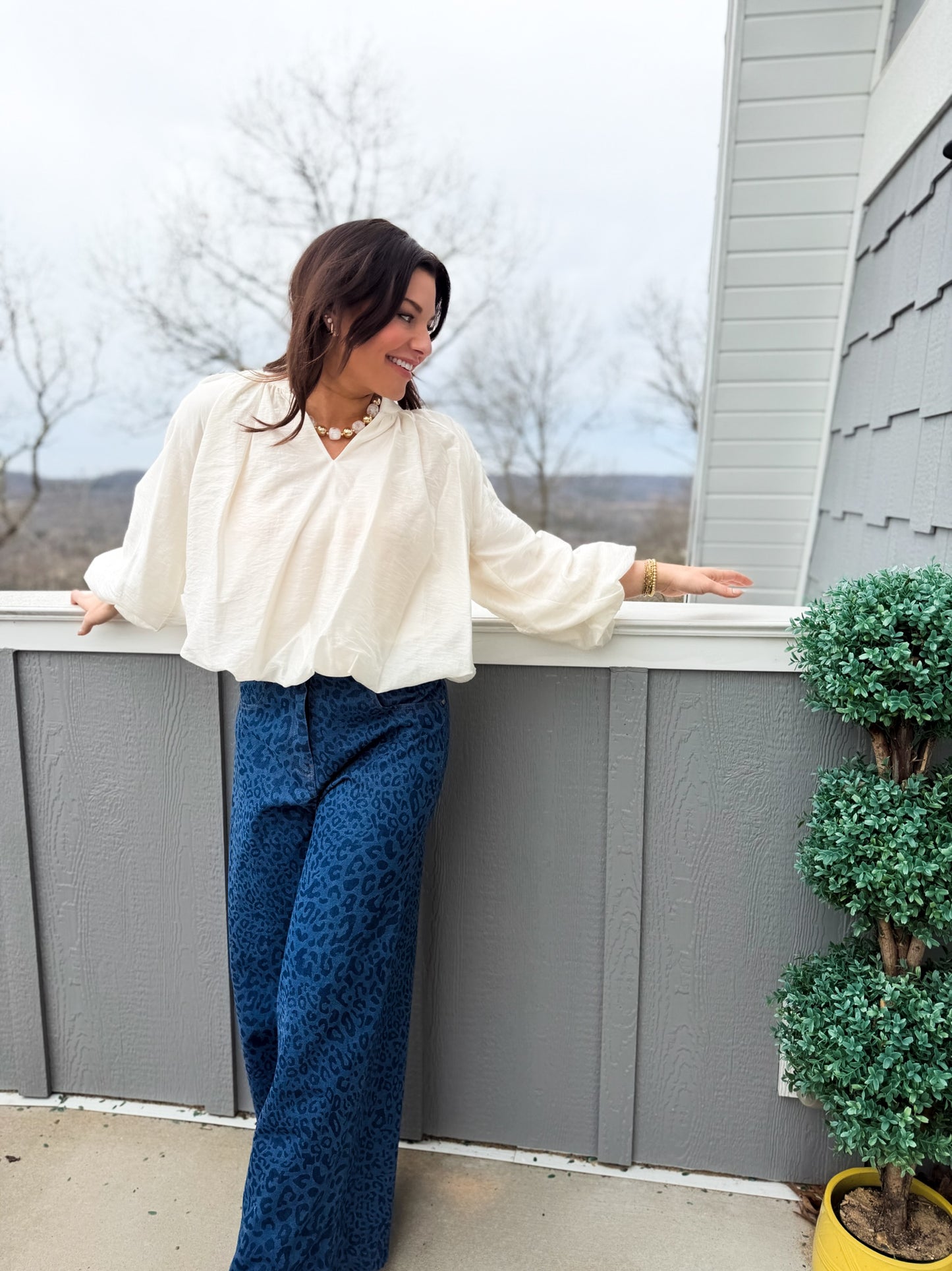 Breathless Cream Bubble Blouse