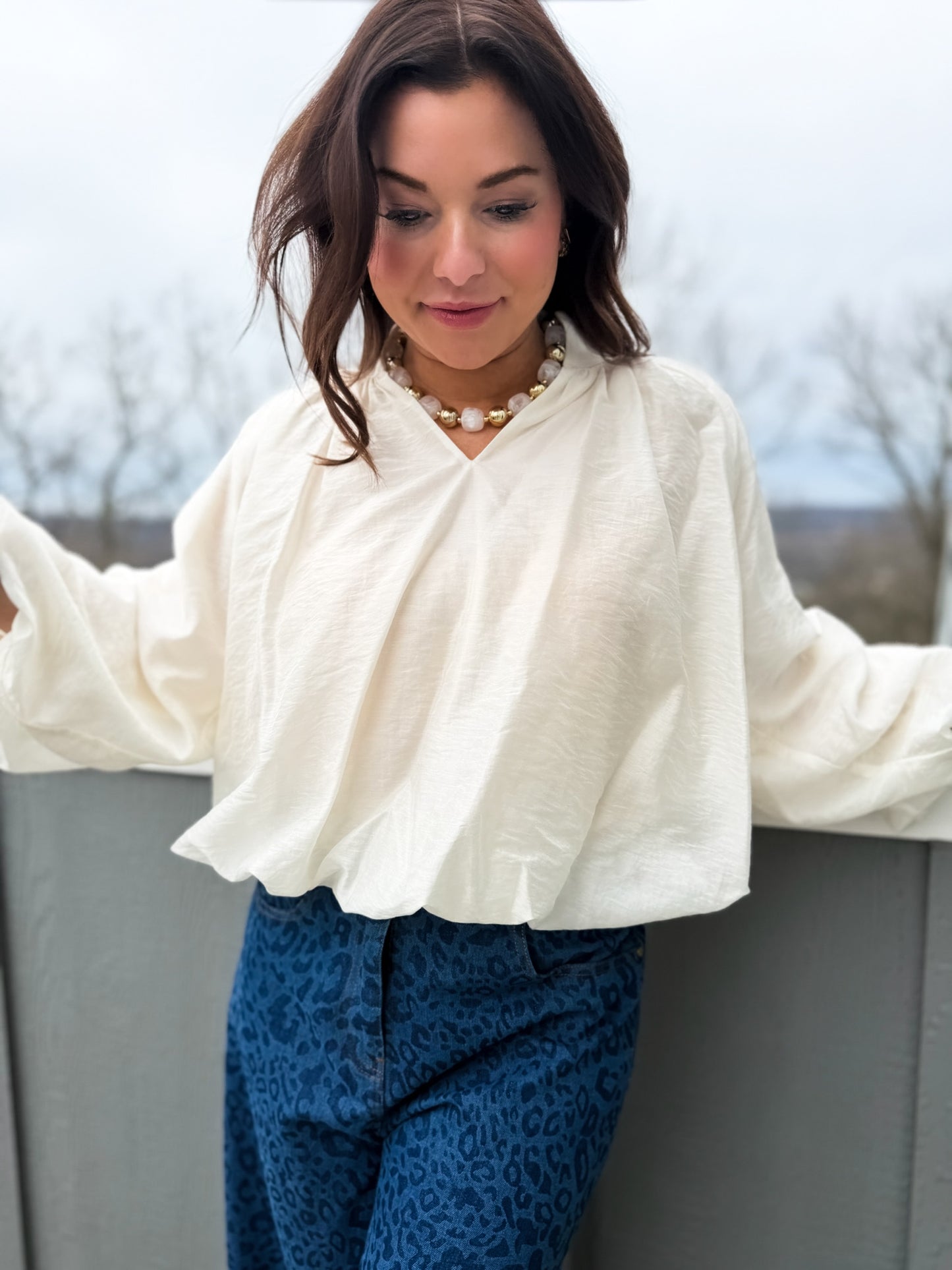 Breathless Cream Bubble Blouse