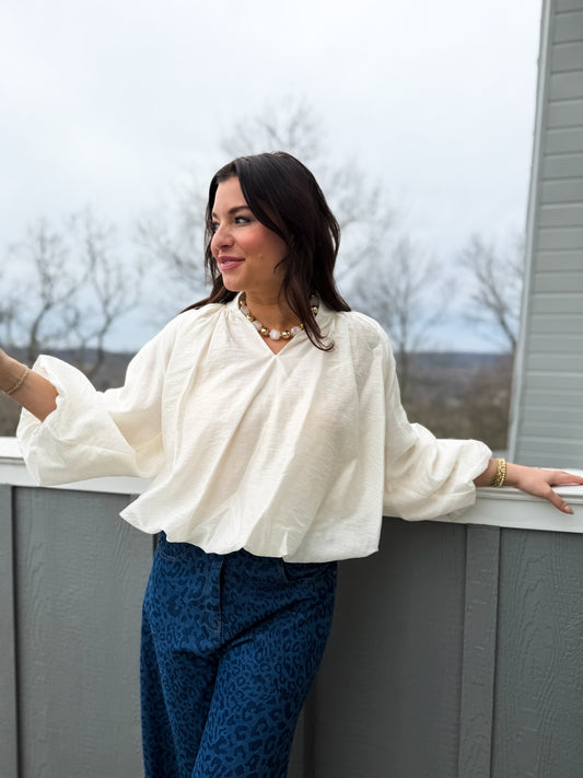 Breathless Cream Bubble Blouse