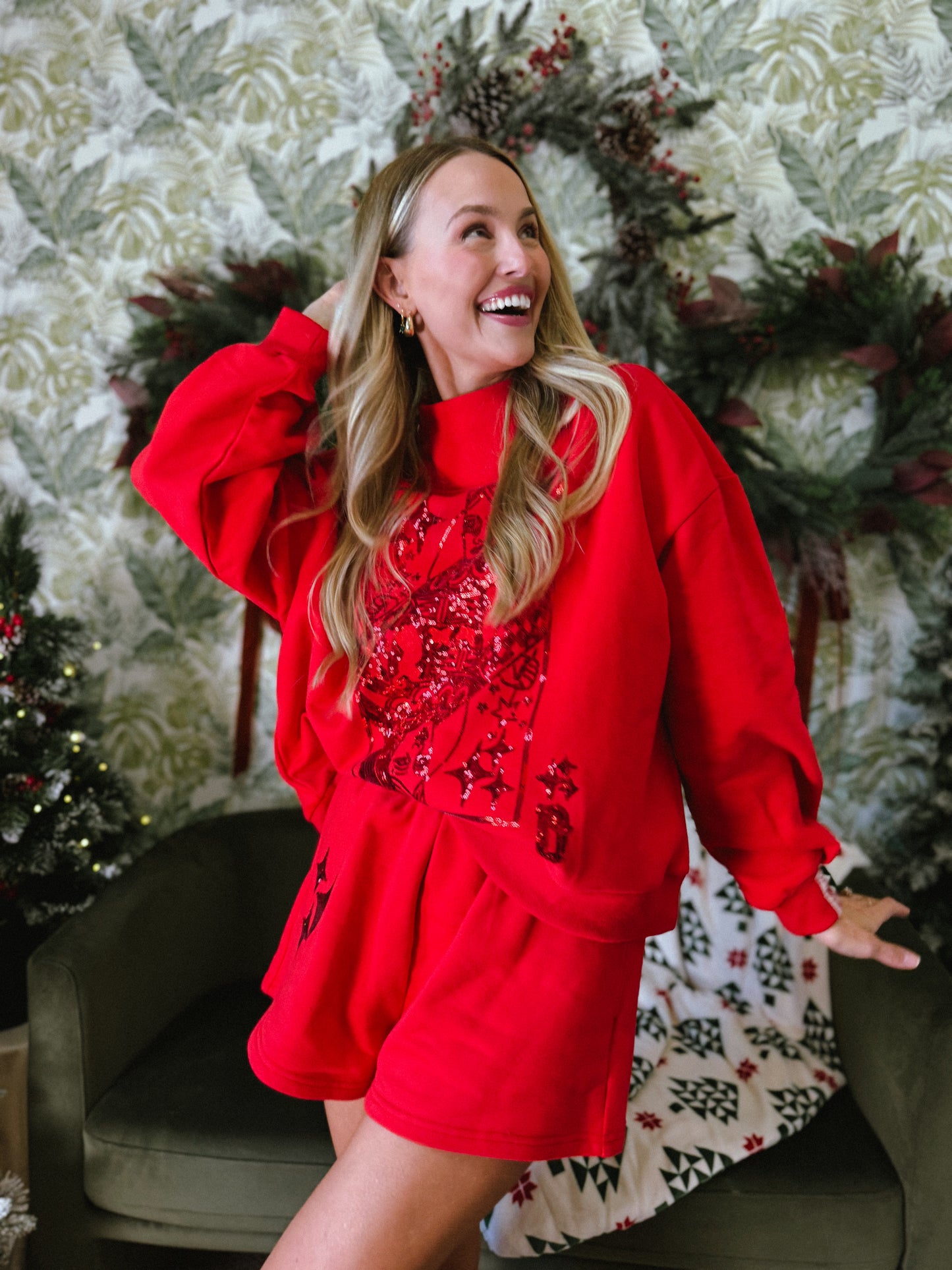 Red QOS Card Logo Sweatshirt