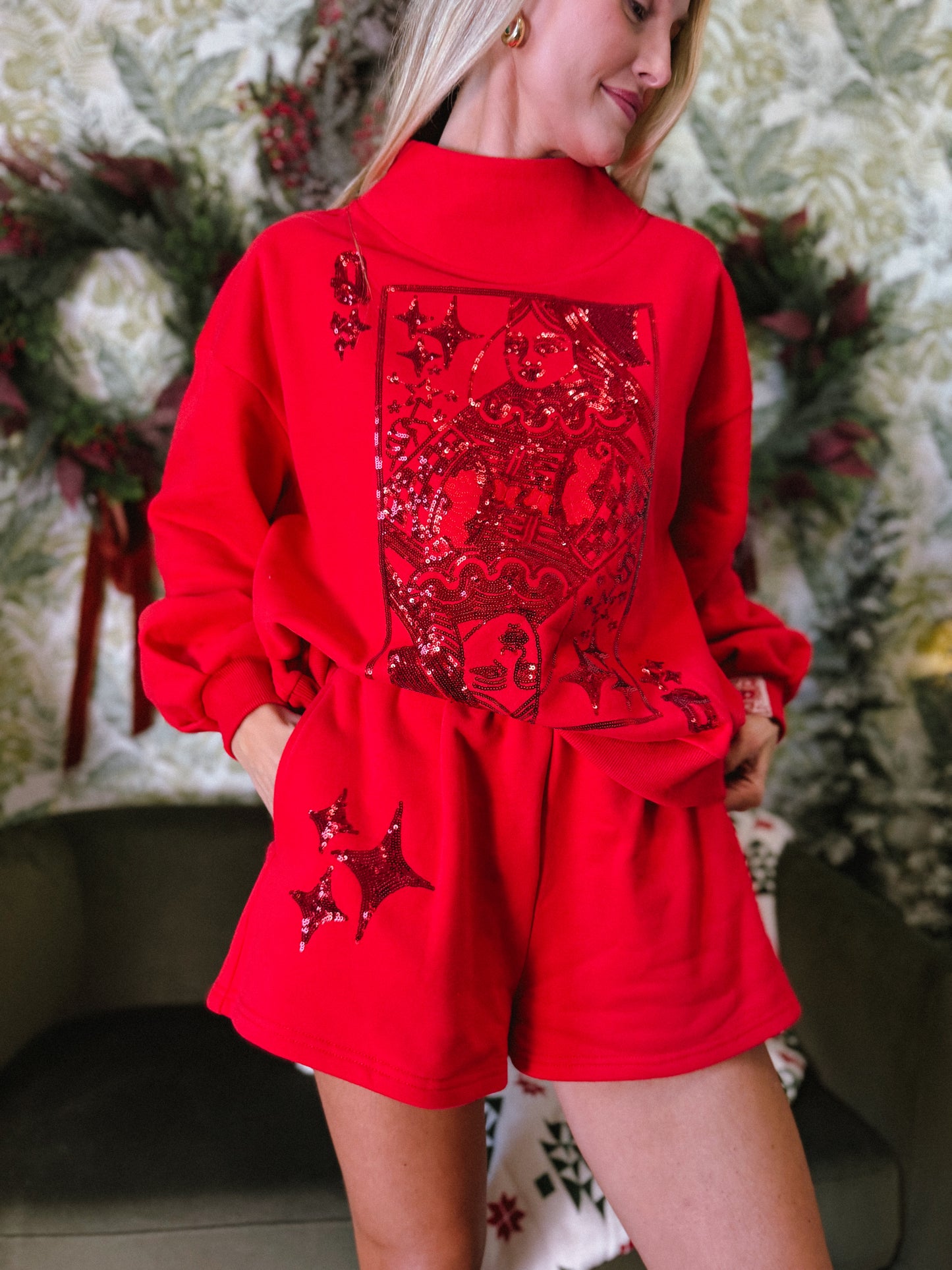 Red QOS Card Logo Sweatshirt