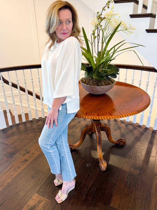 Clean Cut White Dolman Tee