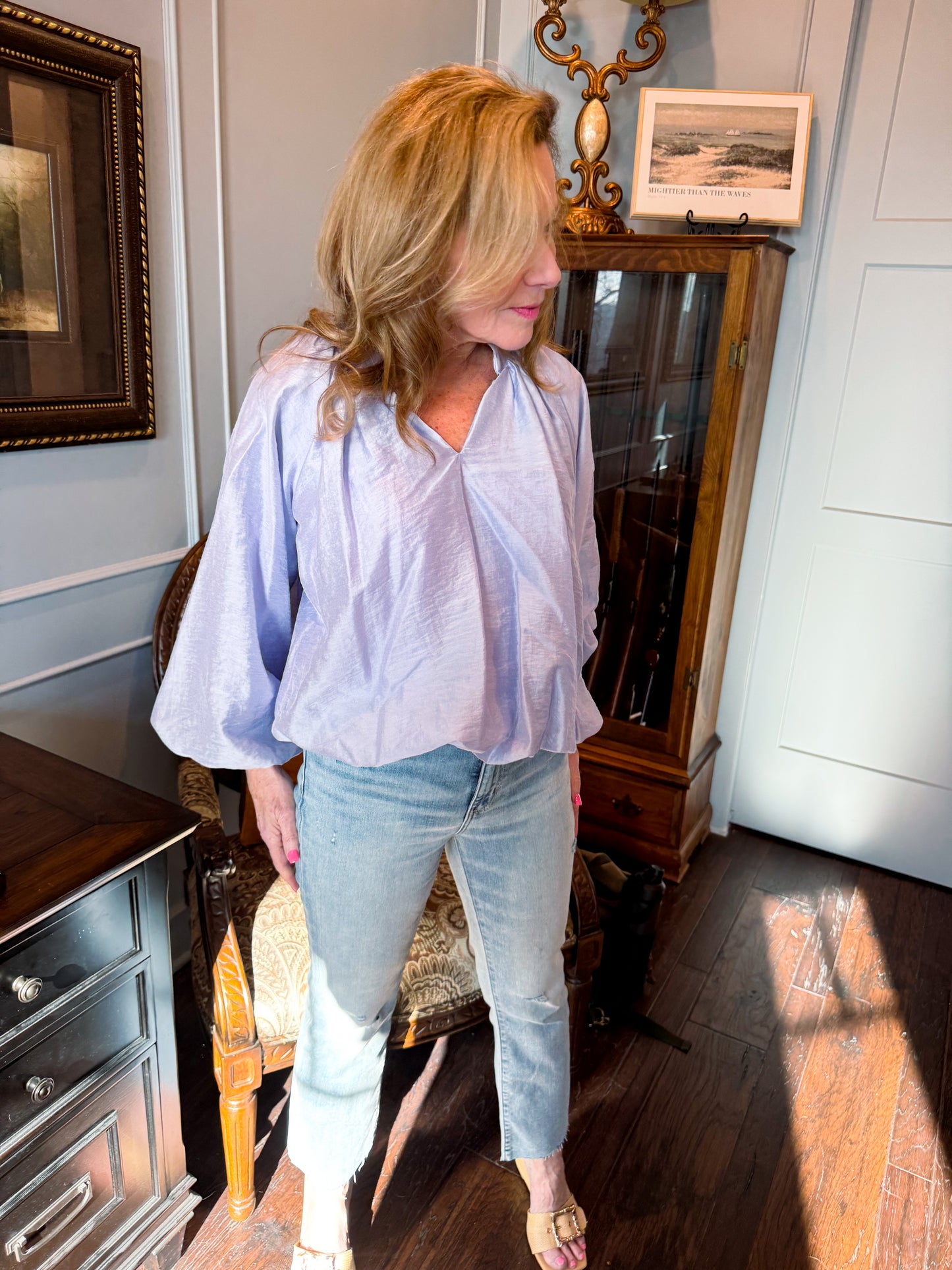 Breathless Blue Bubble Blouse