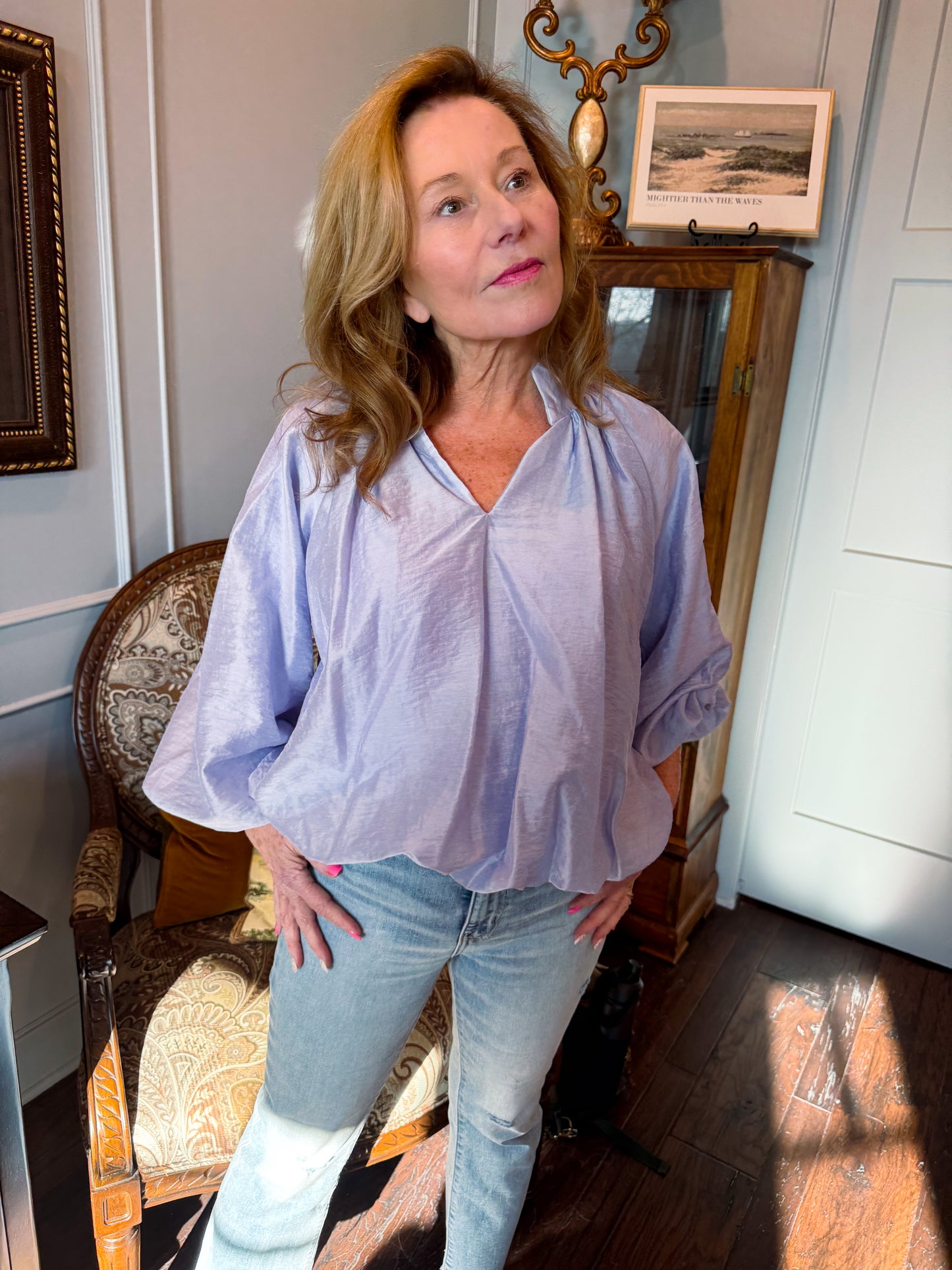 Breathless Blue Bubble Blouse