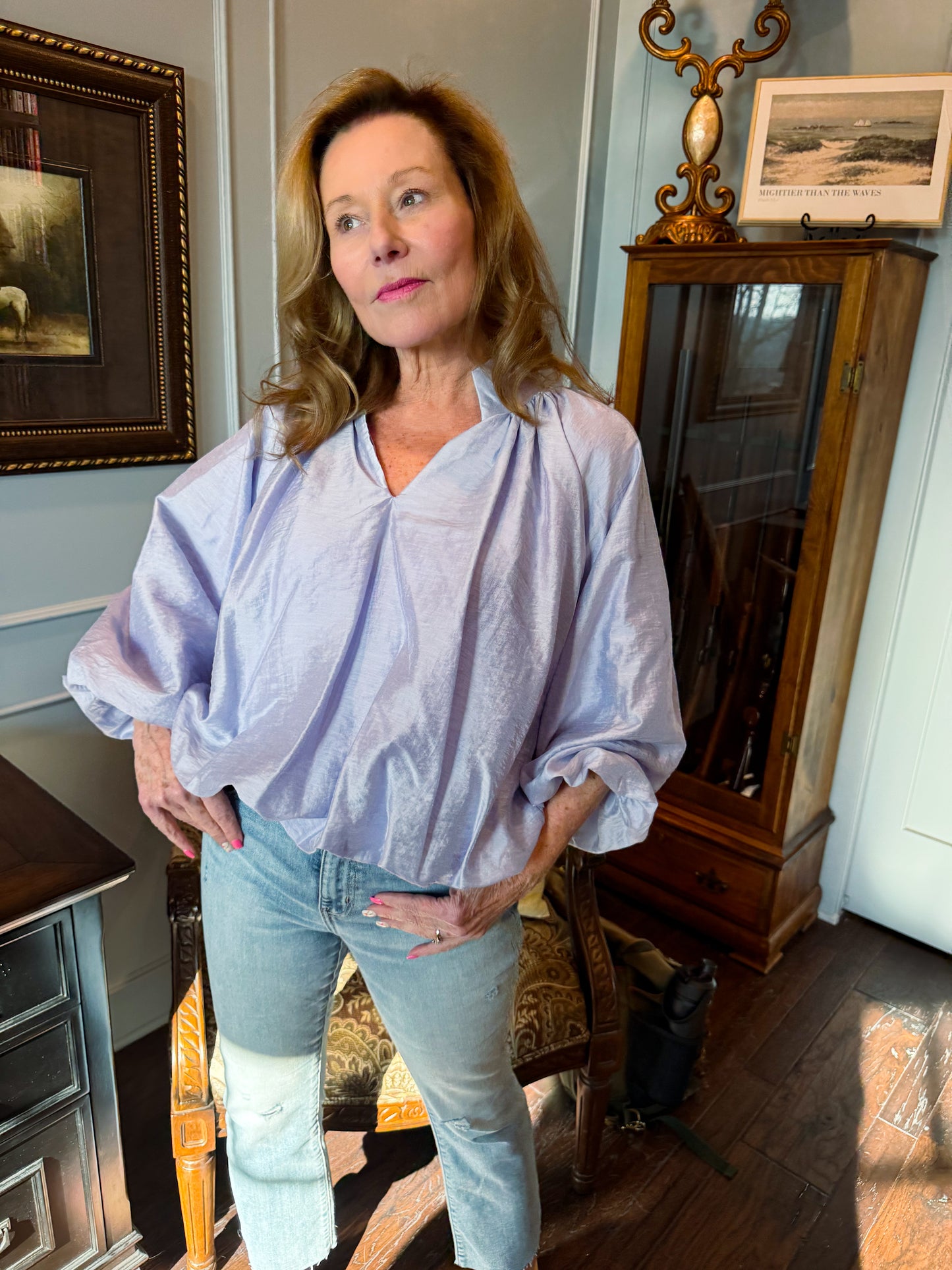 Breathless Blue Bubble Blouse