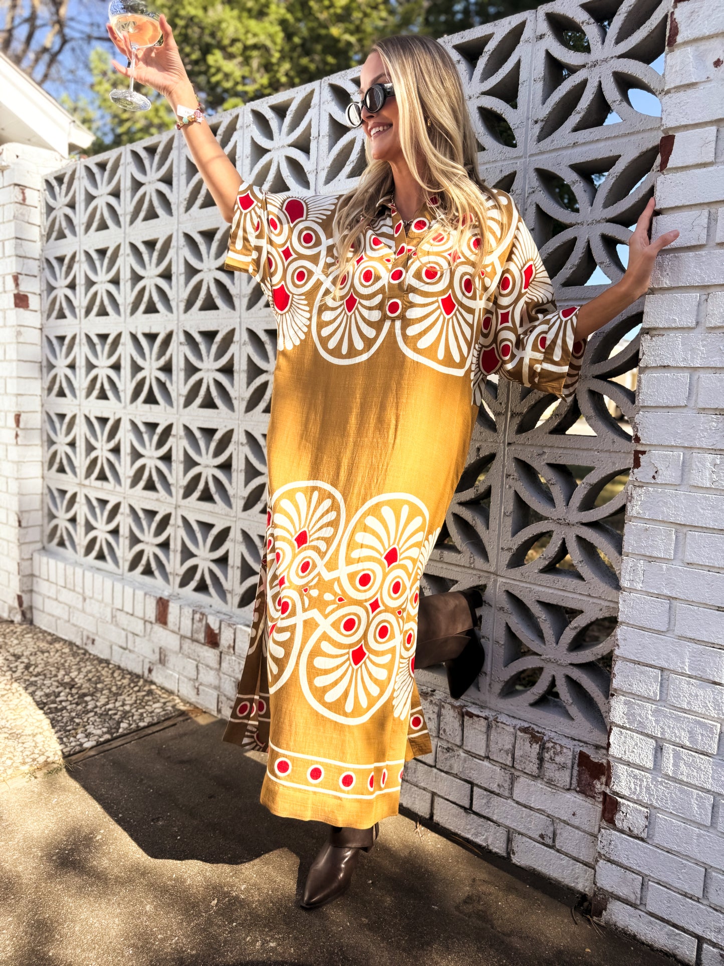 Sabrina Golden Midi Dress