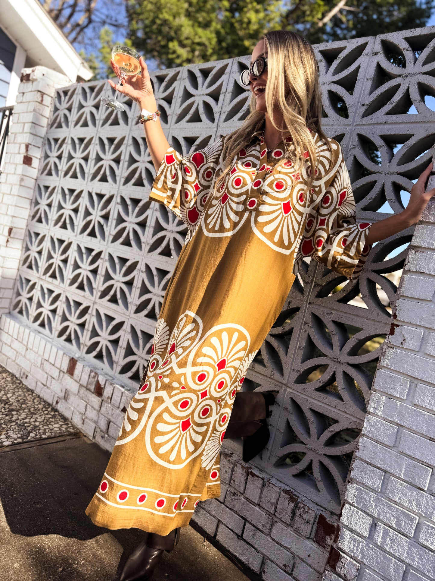 Sabrina Golden Midi Dress