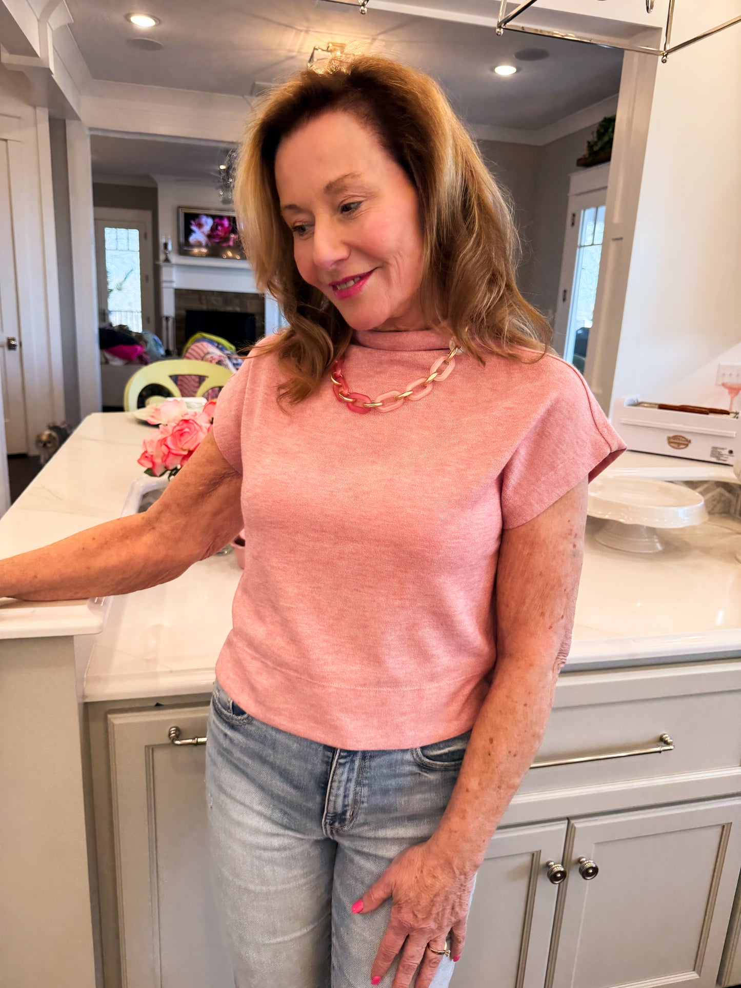 Light Pink Heather Mockneck