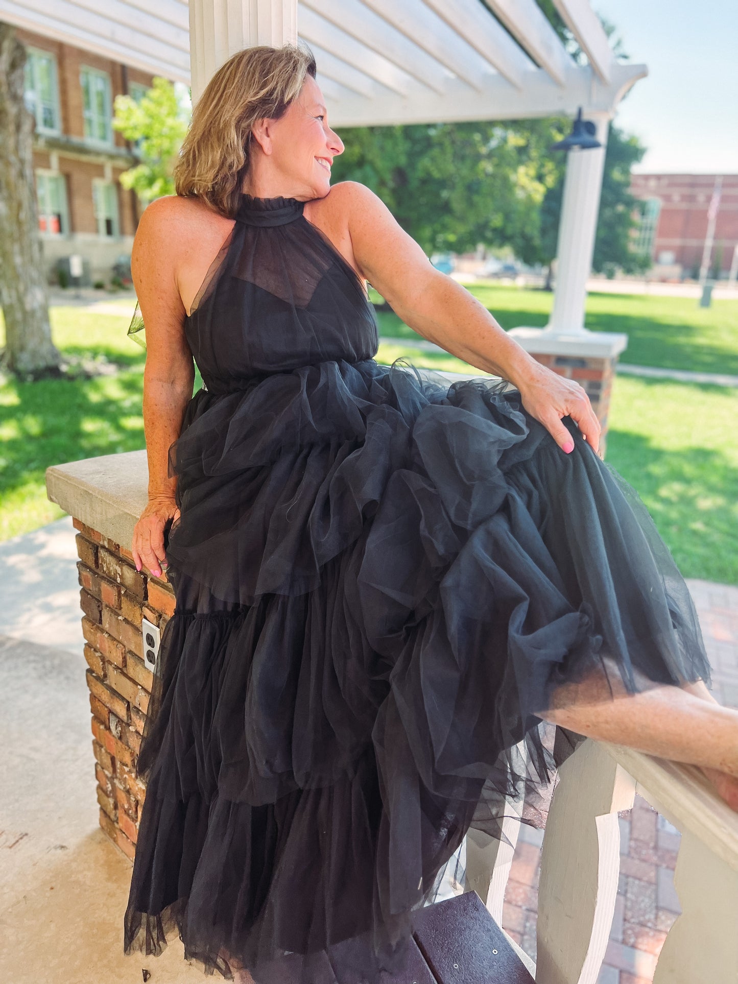 Effortlessly Chic Tiered Tulle Halter Dress