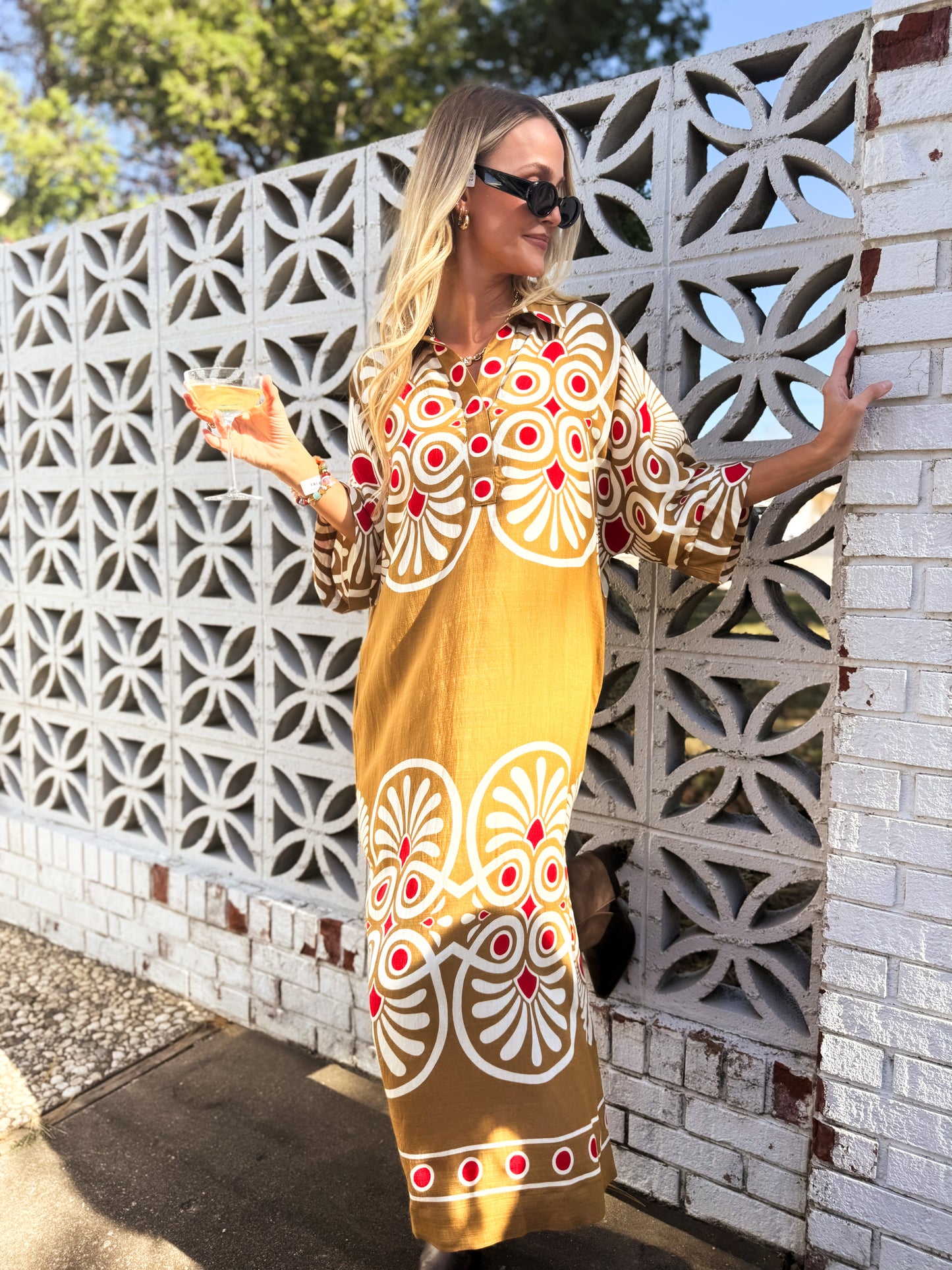 Sabrina Golden Midi Dress