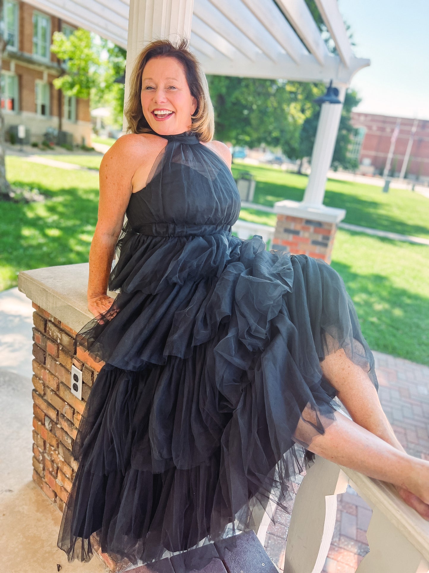 Effortlessly Chic Tiered Tulle Halter Dress