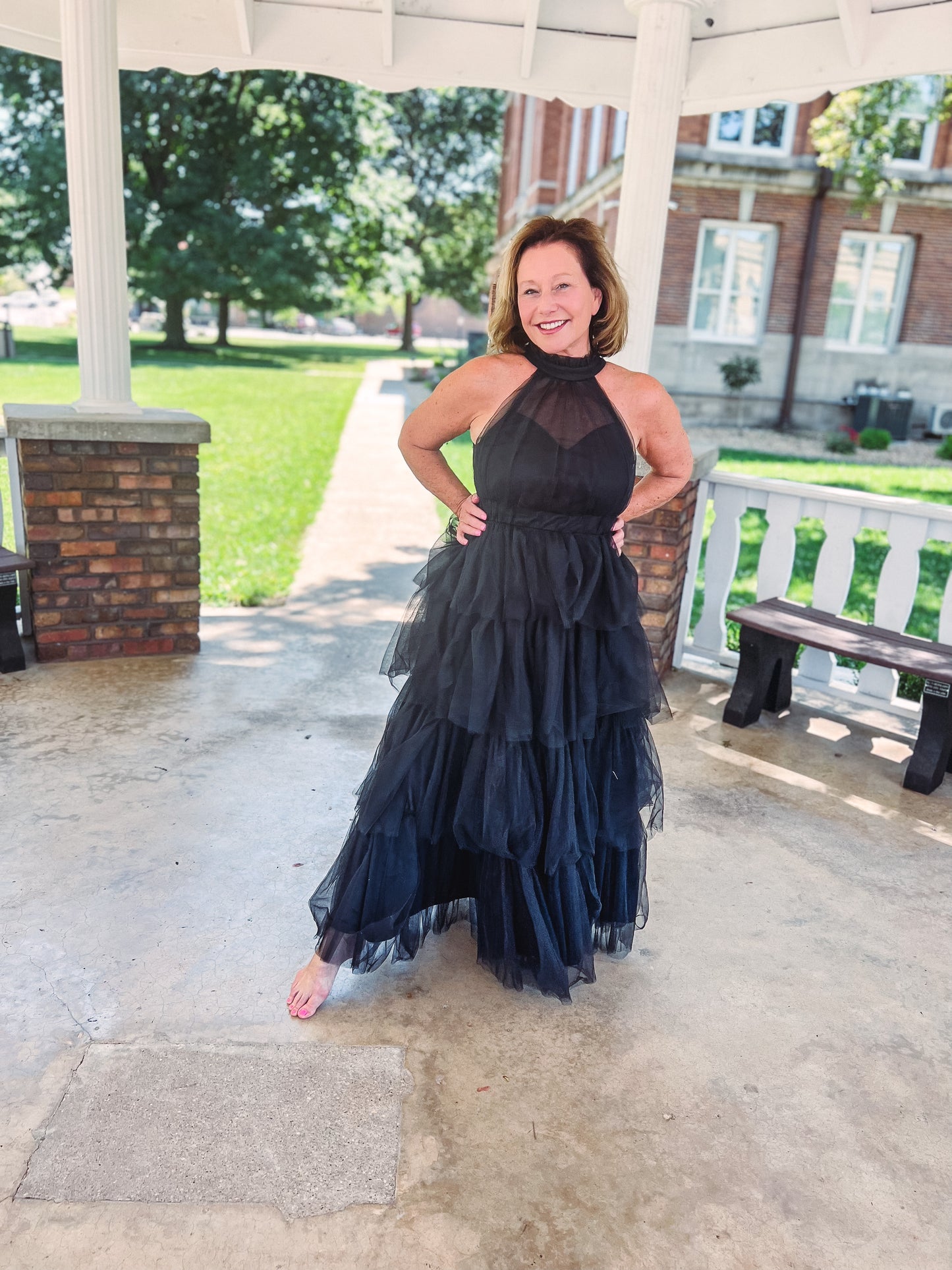 Effortlessly Chic Tiered Tulle Halter Dress