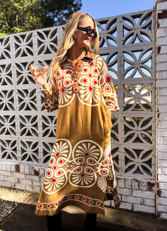 Sabrina Golden Midi Dress