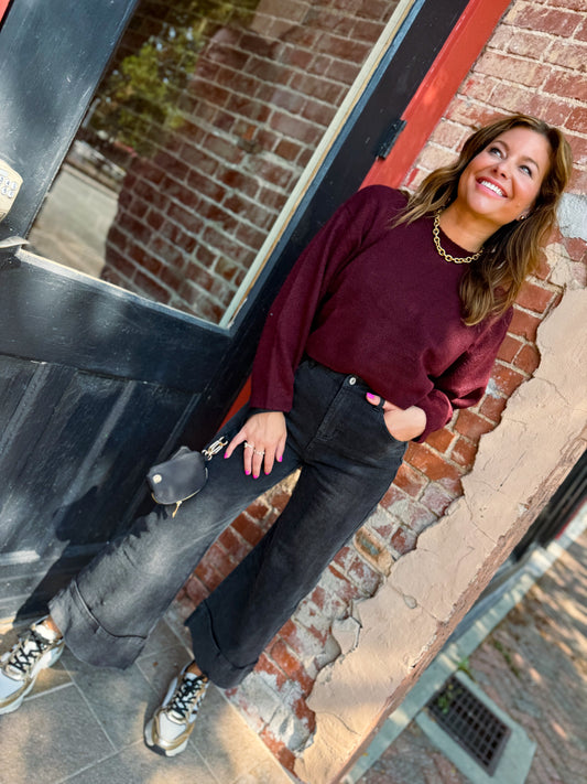 Merlot Cropped Sweater