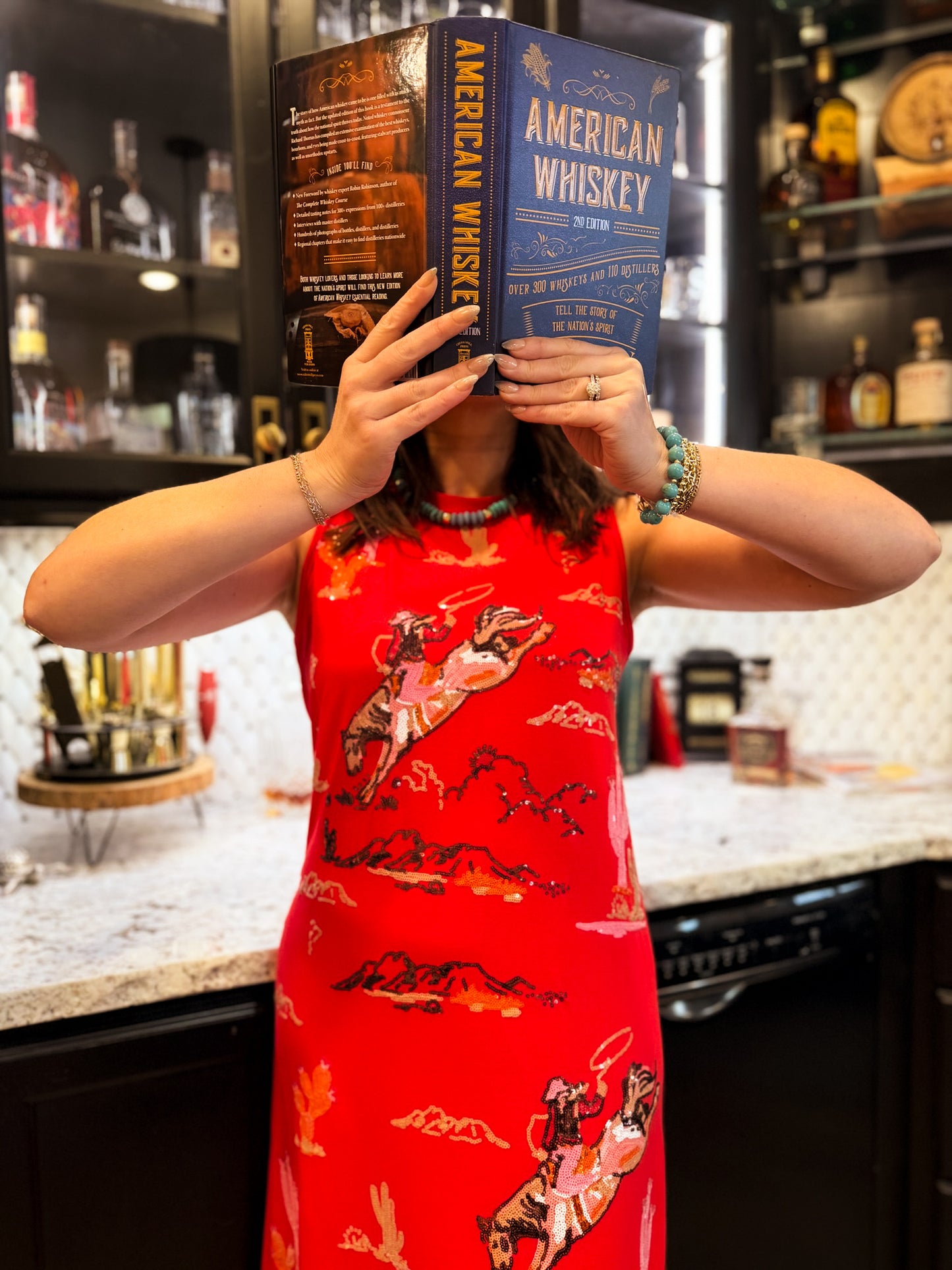 Red Bucking Cowgirl Fringe Bottom Midi Tank Dress