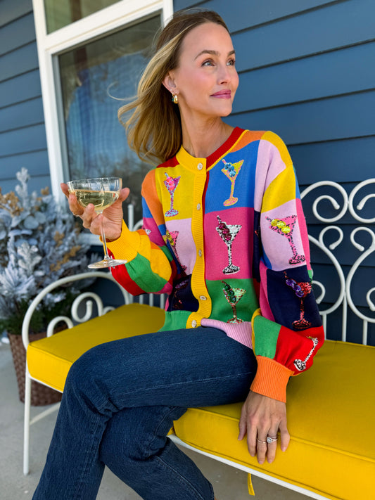 Multi Checkered Cosmo Button Up Sweater