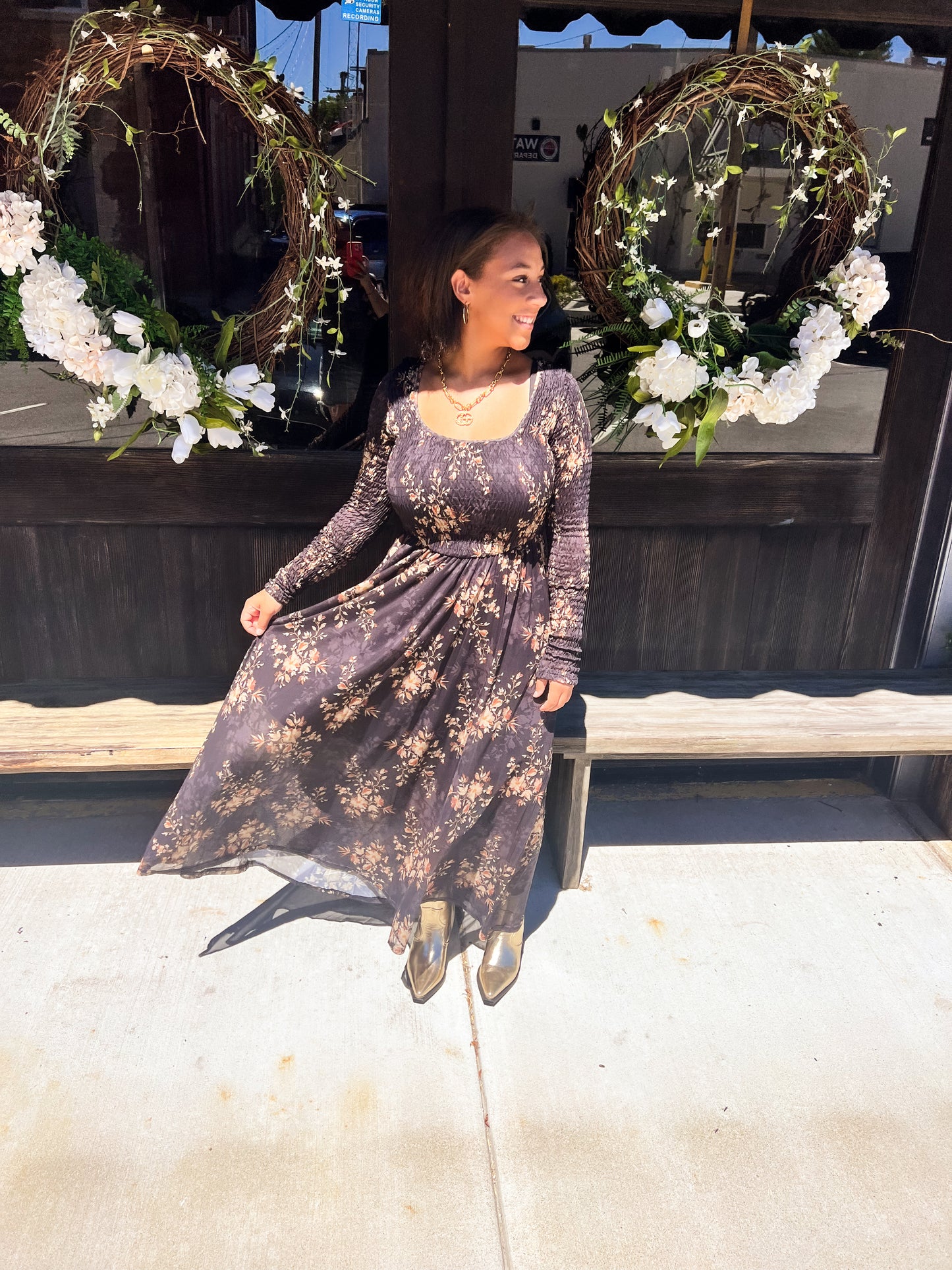 Heather Floral Smocked Maxi Dress