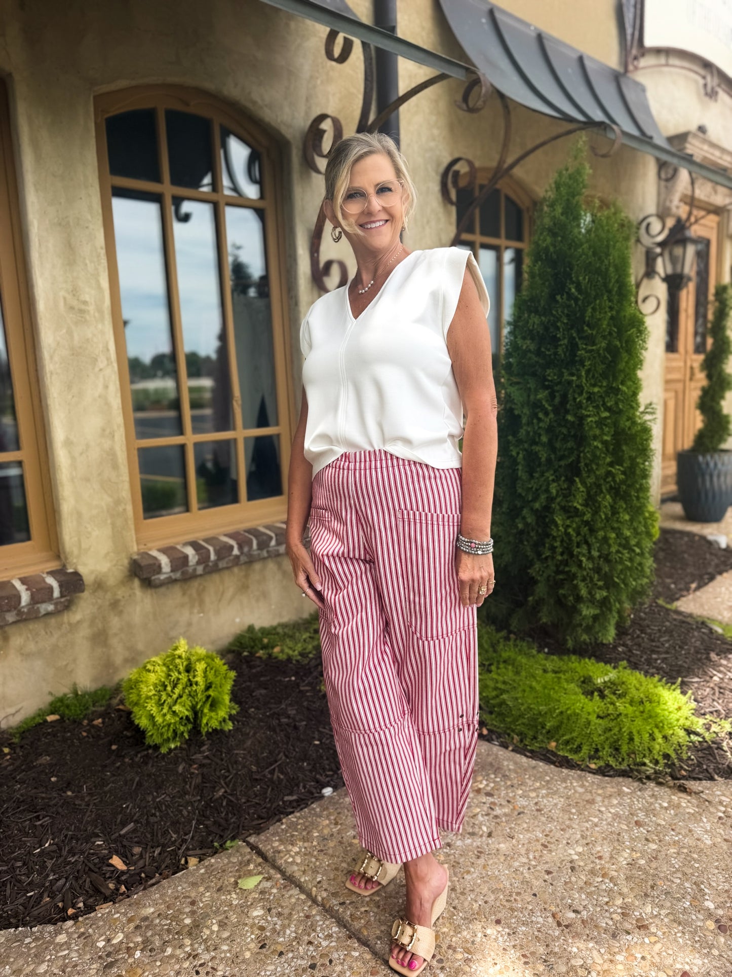 Berry Stripe Wide Leg Pants