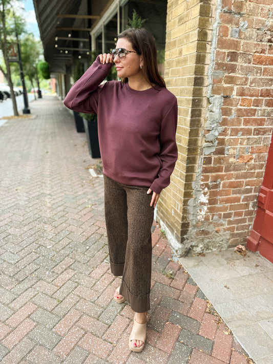 Merlot Truffle Cloud Fleece Crew