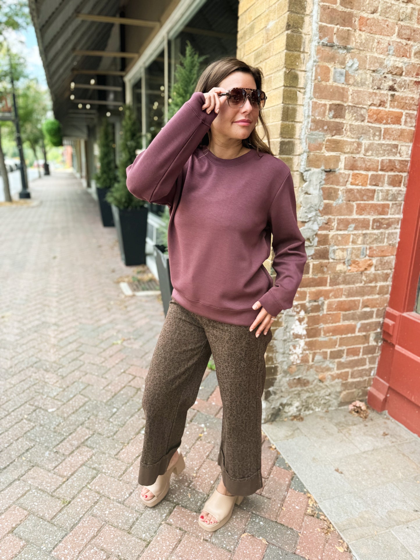 Merlot Truffle Cloud Fleece Crew