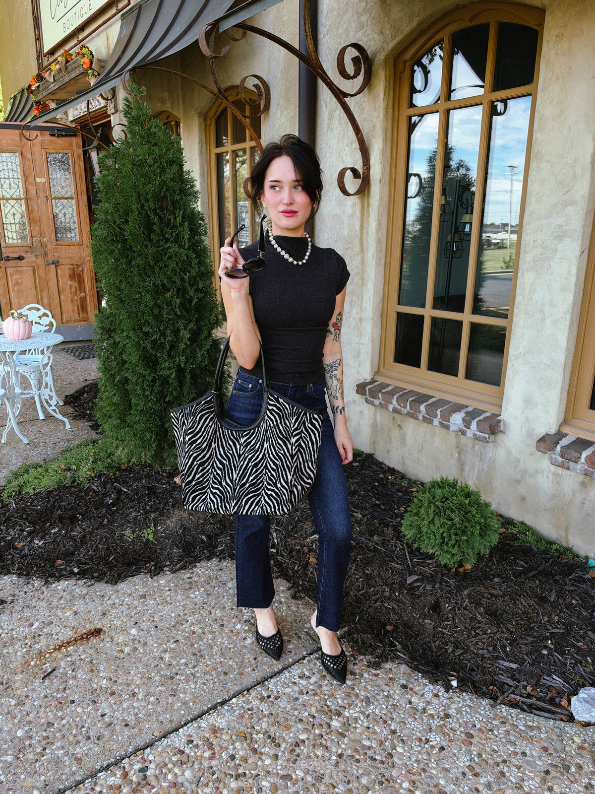 Charcoal Mockneck Heathered Knit Top