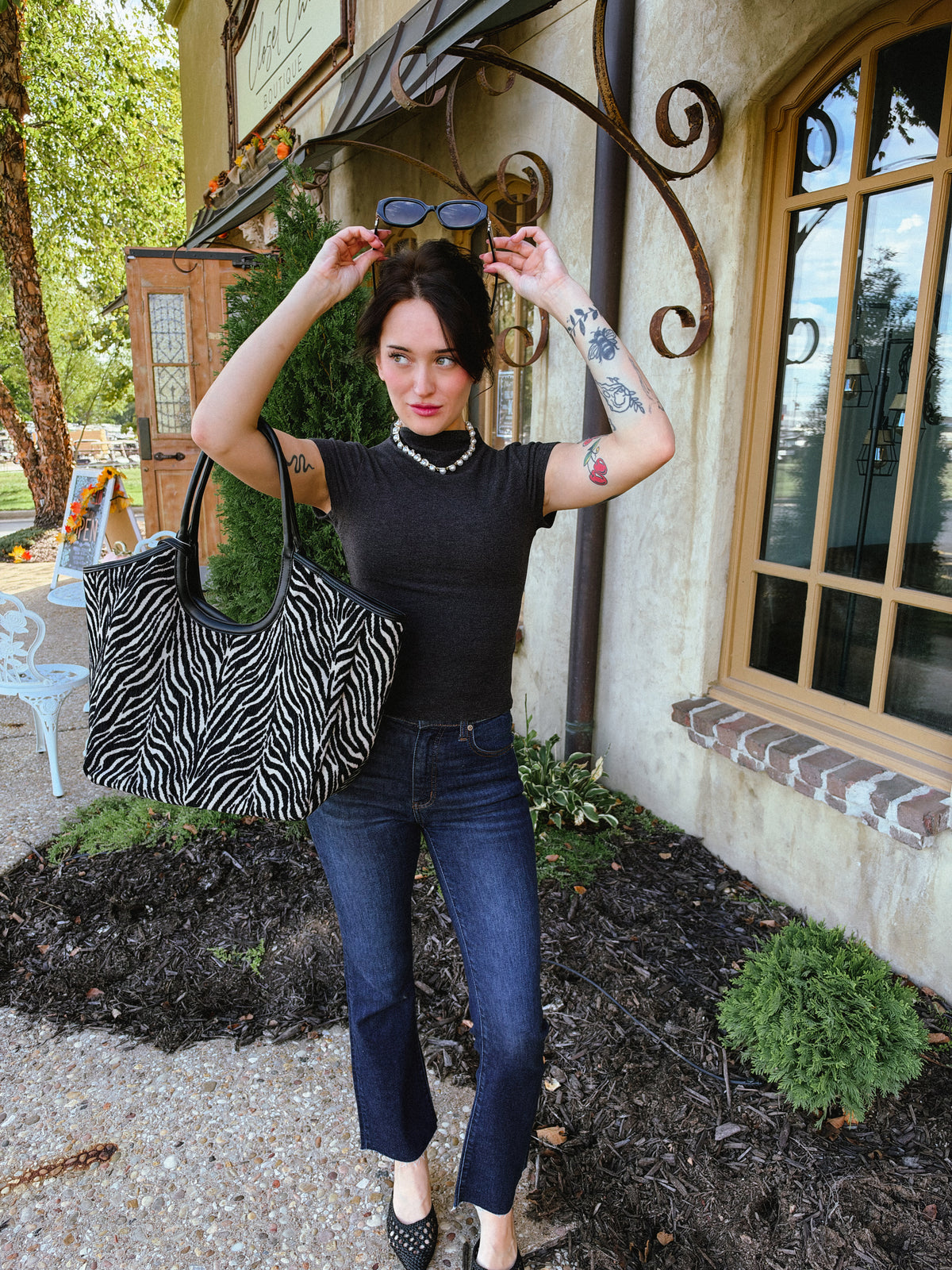 Charcoal Mockneck Heathered Knit Top
