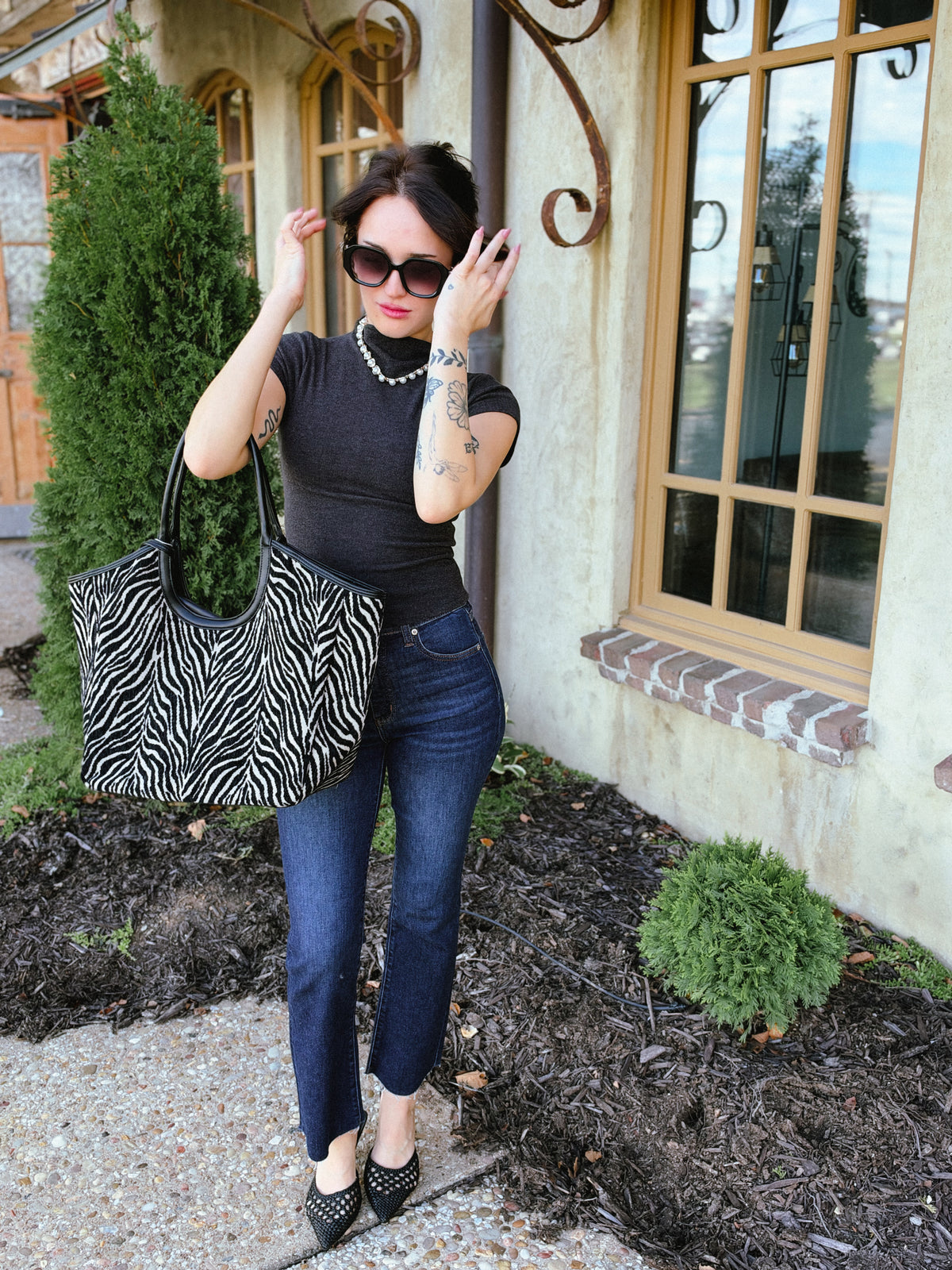 Charcoal Mockneck Heathered Knit Top