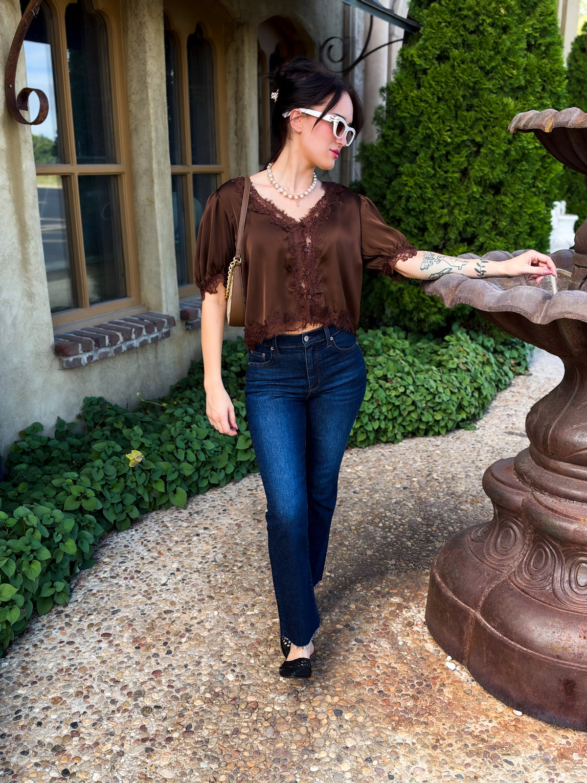 Chocolate Kiss Satin Lace Top