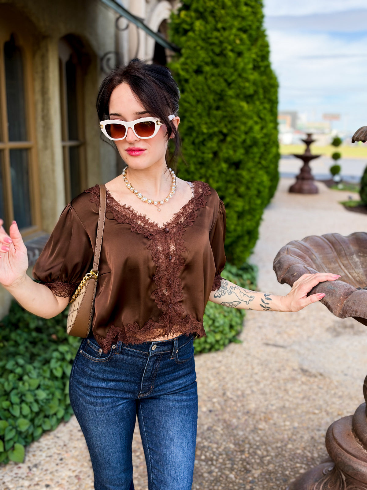 Chocolate Kiss Satin Lace Top