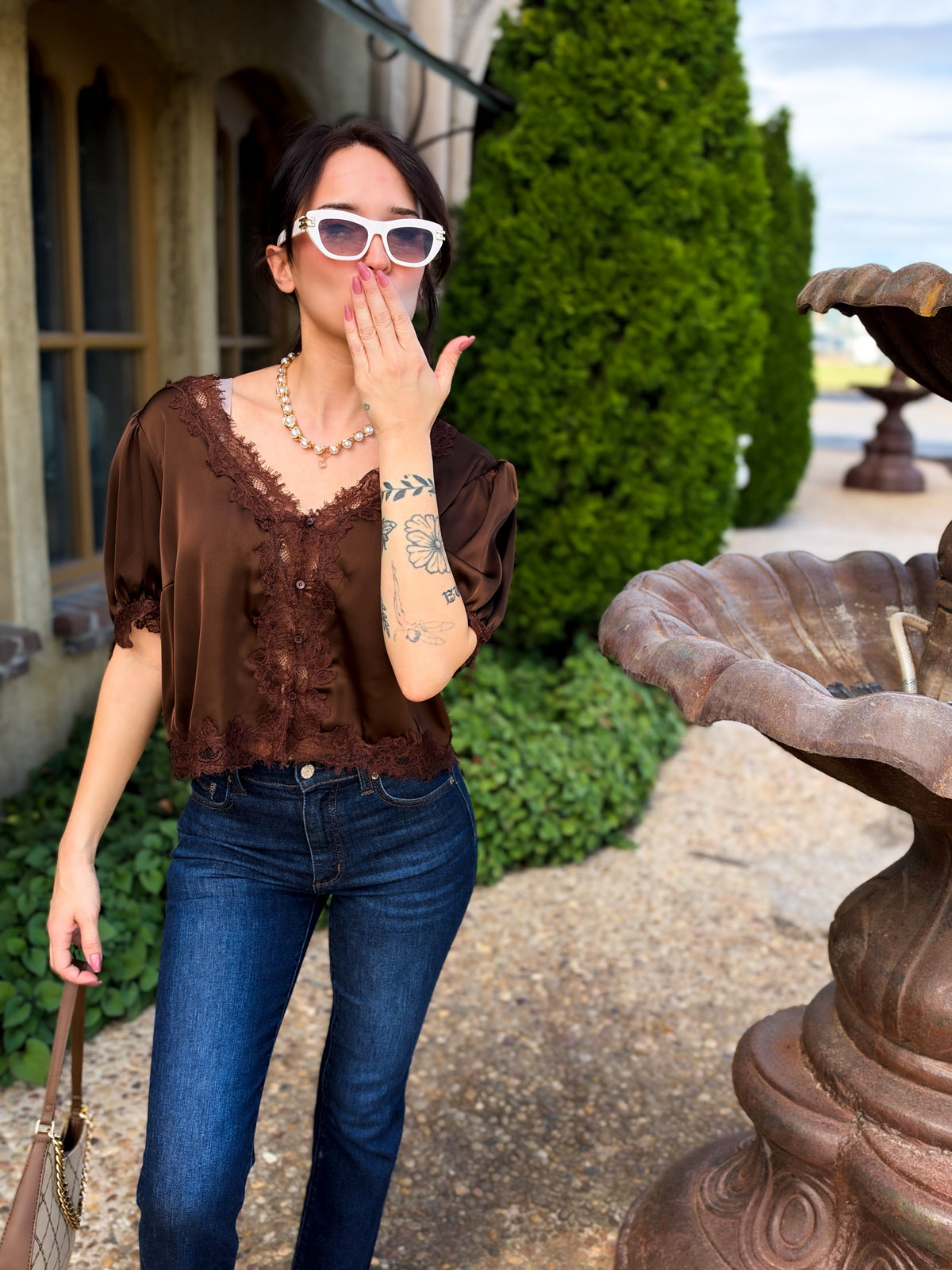 Chocolate Kiss Satin Lace Top